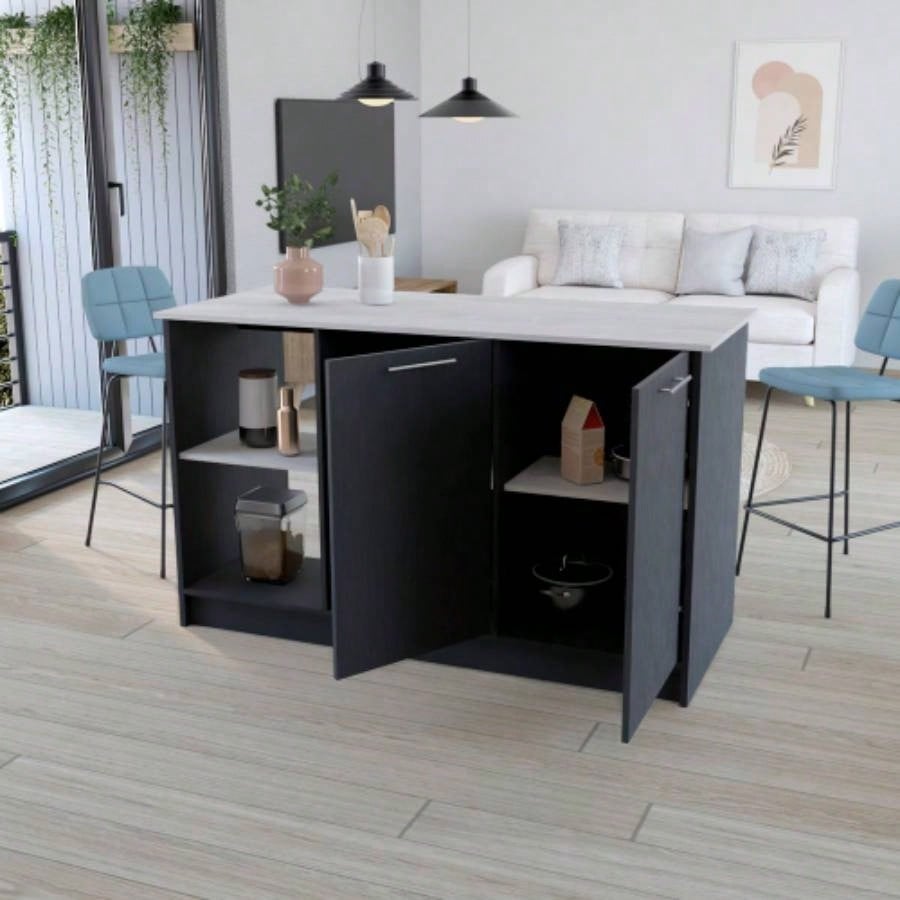 Kitchen Island Padua, Kitchen, Black/ Onyx