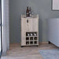 Bar Cart with 6 Built - in Wine Rack and Casters, Light Gray