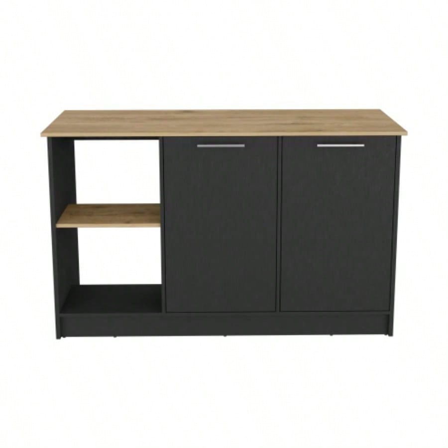 Kitchen Island Padua, Kitchen, Black/ Macadamia