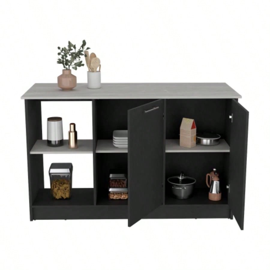 Kitchen Island Padua, Kitchen, Black/ Onyx