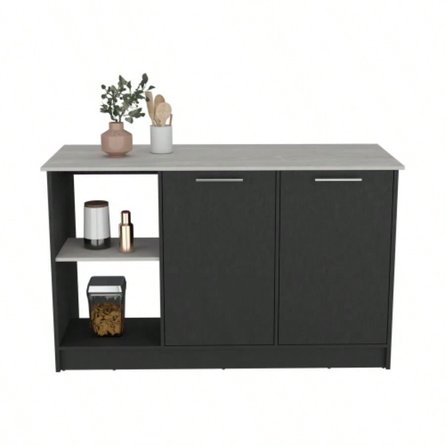 Kitchen Island Padua, Kitchen, Black/ Onyx