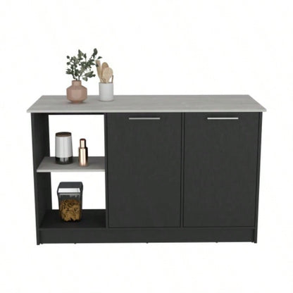 Kitchen Island Padua, Kitchen, Black/ Onyx