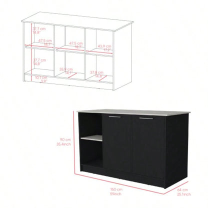 Kitchen Island Padua, Kitchen, Black/ Onyx