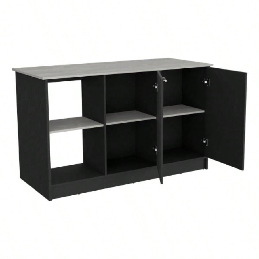 Kitchen Island Padua, Kitchen, Black/ Onyx