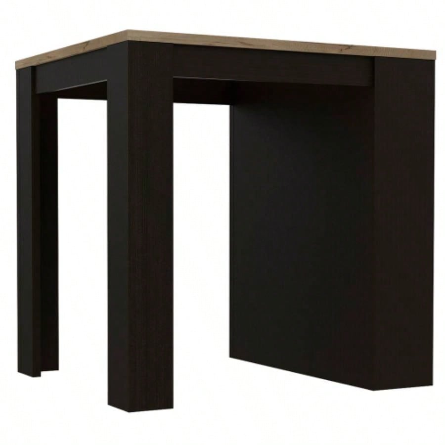 Kitchen Island Table, Two, Three Side Shelves, Black/ Pine