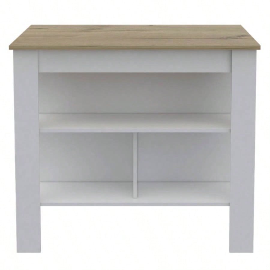 Cala Kitchen Island, Four, Three Shelves - White/ Light Oak