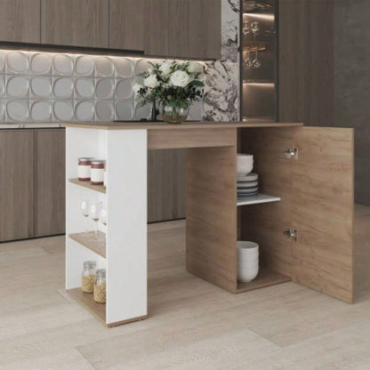 Kitchen Island, 1 Door, 5 Shelves