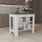 Kitchen Island 35.4 H, with 3 Shelves, White/ Taupe