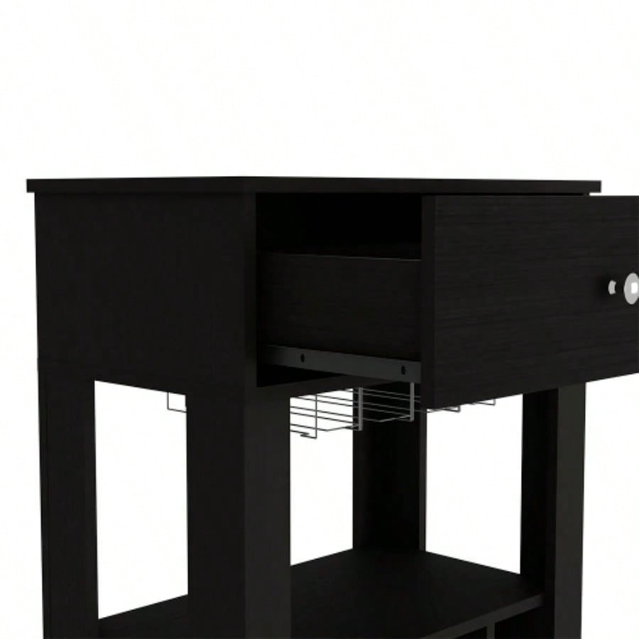 Bar Cart Bayamon, Twelve Wine Cubbies, Four, Black Wengue