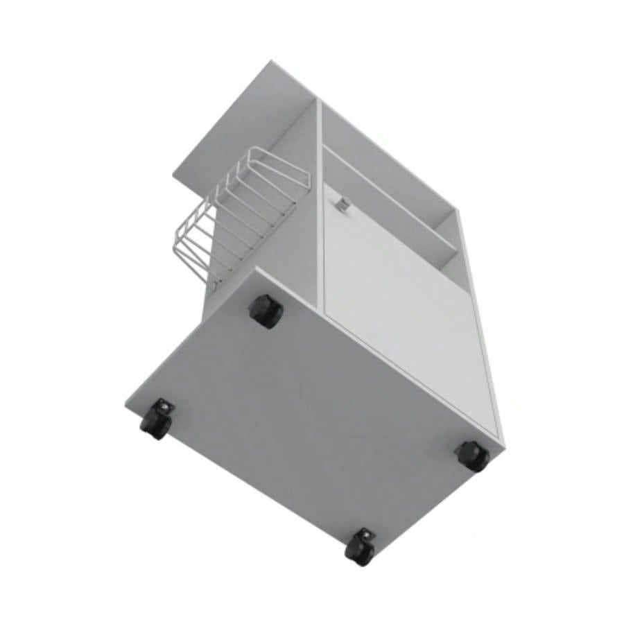 Kitchen Cart Kryot, Single Door Cabinet, Four Casters, White