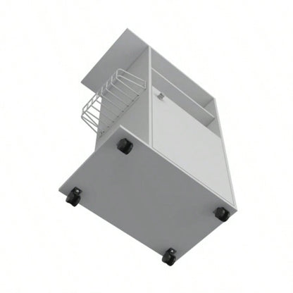 Kitchen Cart Kryot, Single Door Cabinet, Four Casters, White