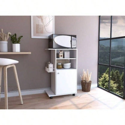 Kitchen Cart Kryot, Single Door Cabinet, Four Casters, White