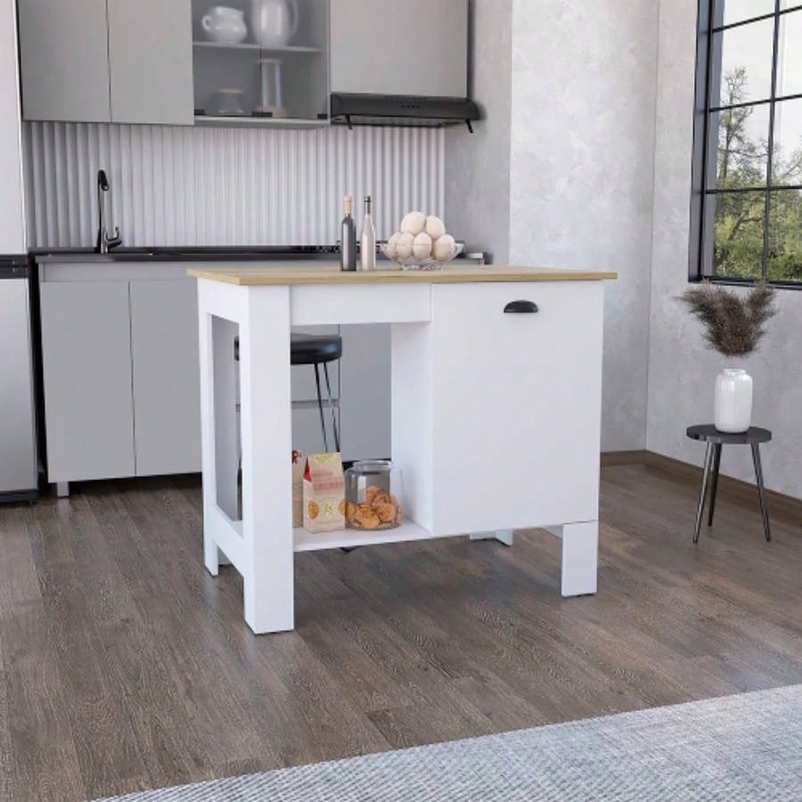 Kitchen island Shoproni, One Drawer, White
