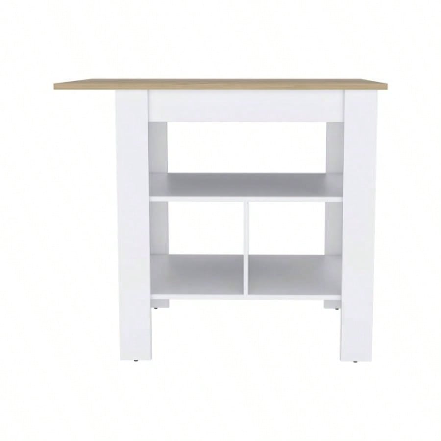 Kitchen Island Pompeya, Three Shelves, White