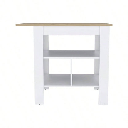 Kitchen Island Pompeya, Three Shelves, White