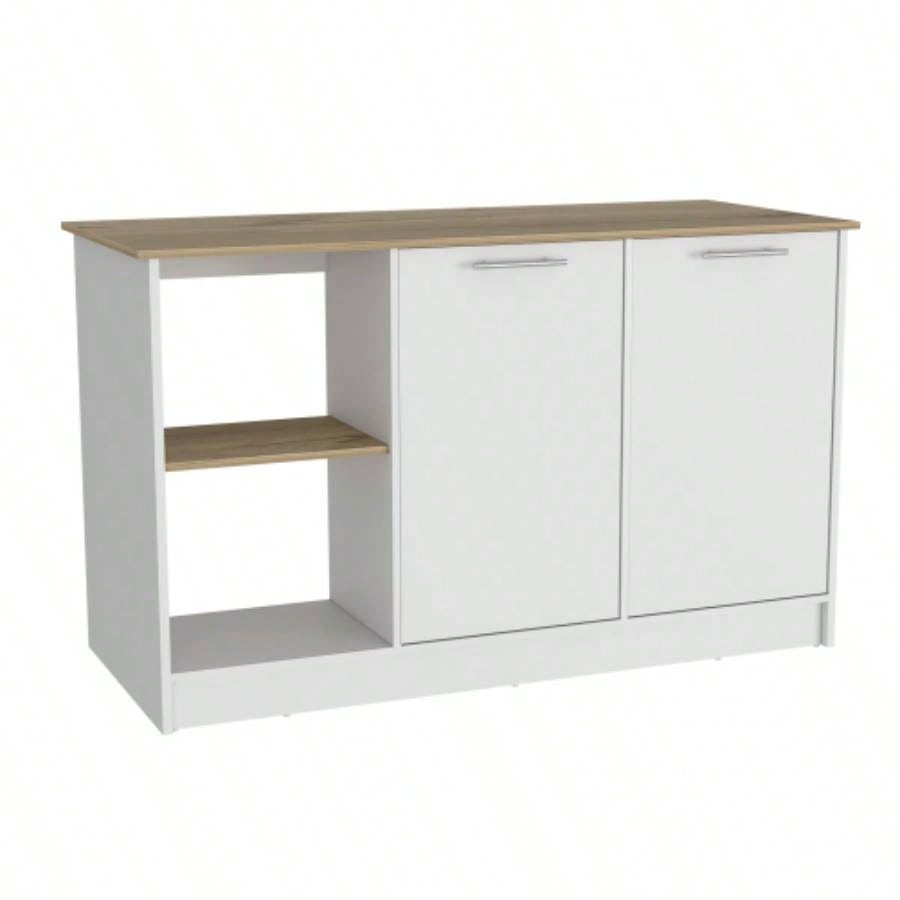 Kitchen Island Padua, Kitchen, White/ Light Oak