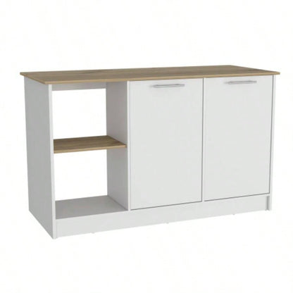 Kitchen Island Padua, Kitchen, White/ Light Oak