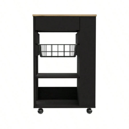 Kitchen Cart Sonex, Kitchen, Black/ Light Oak