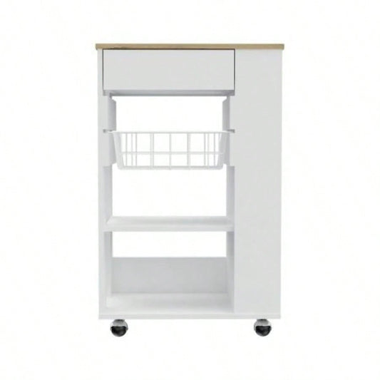 Kitchen Cart Sonex, Kitchen, White/ Light Oak