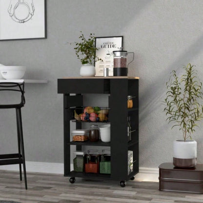 Kitchen Cart Sonex, Kitchen, Black/ Light Oak