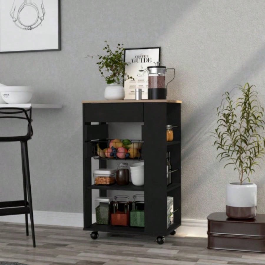 Kitchen Cart Sonex, Kitchen, Black/ Light Oak