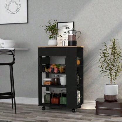 Kitchen Cart Sonex, Kitchen, Black/ Light Oak