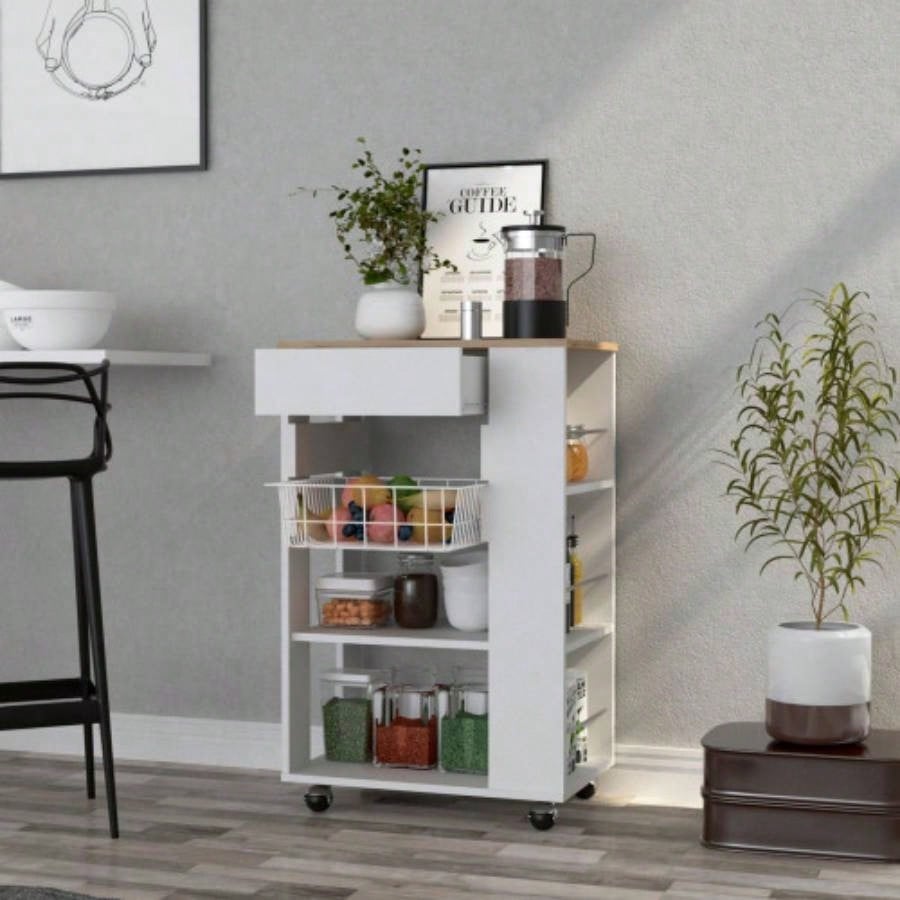 Kitchen Cart Sonex, Kitchen, White/ Light Oak