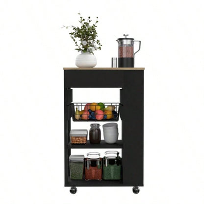 Kitchen Cart Sonex, Kitchen, Black/ Light Oak