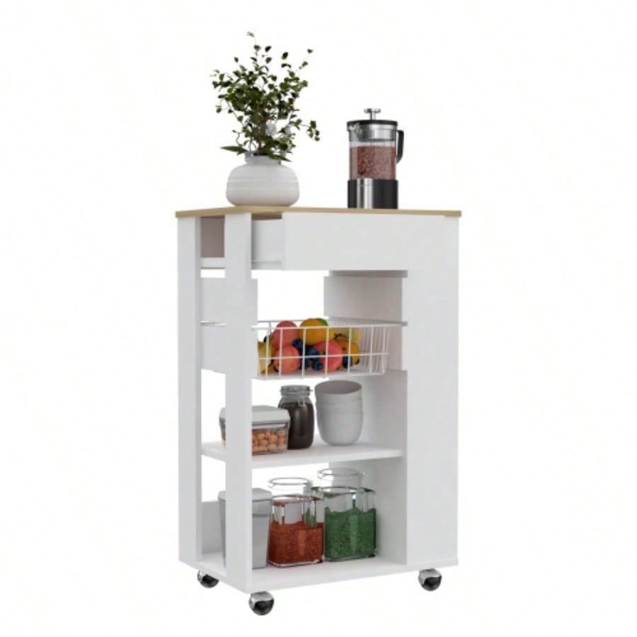 Kitchen Cart Sonex, Kitchen, White/ Light Oak