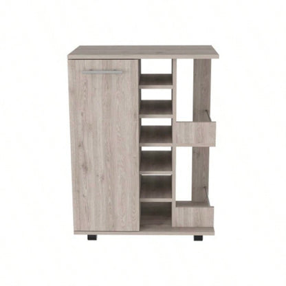 Bar Cart Wells, Four Casters, Light Gray