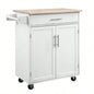 HOMCOM Kitchen Island Cart Rolling Trolley Cart with Drawer, Storage Cabinet Towel Rack, White