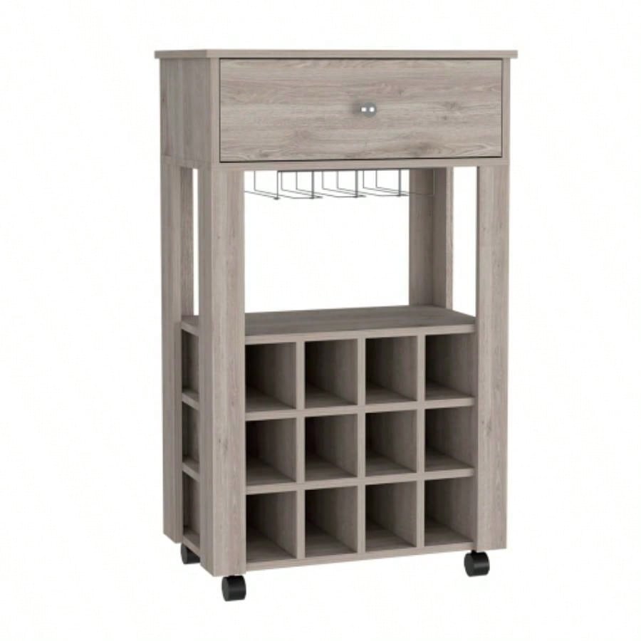 DEPOT E - SHOP Margh Bar Cart Drawer, Light Gray