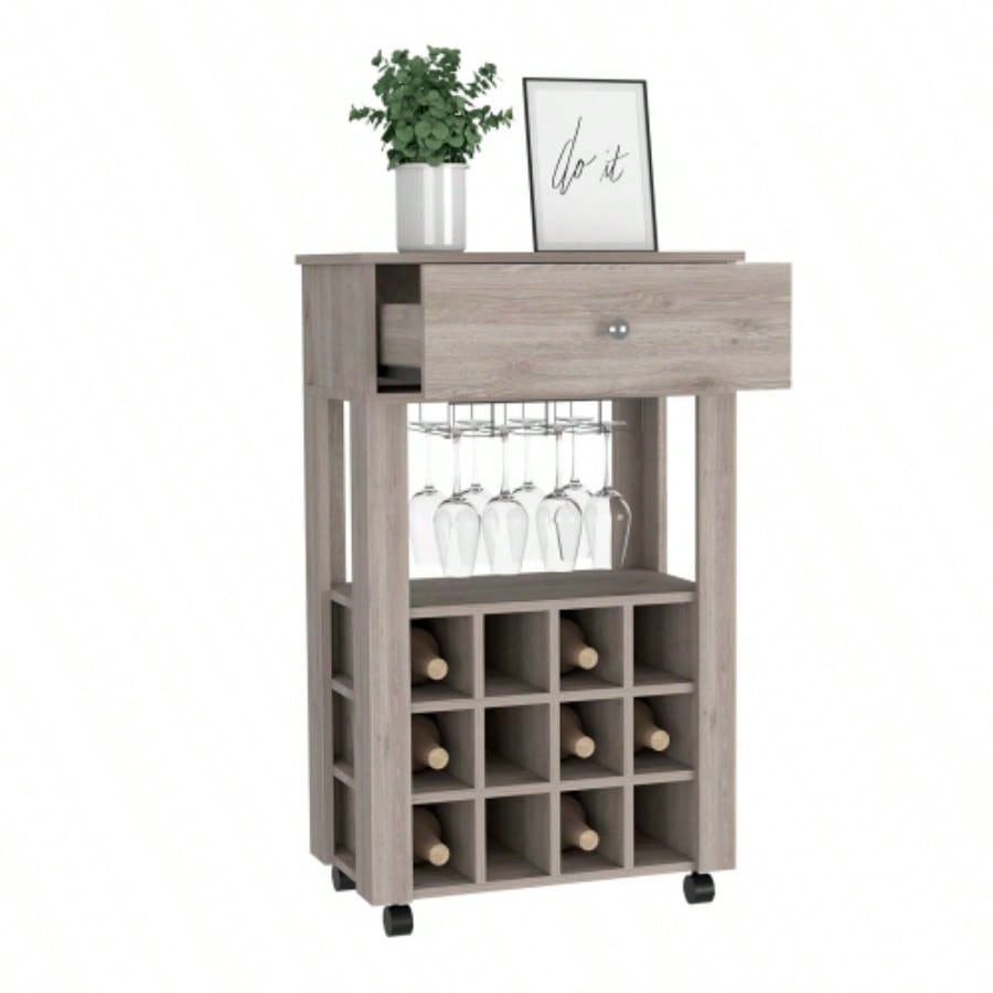 DEPOT E - SHOP Margh Bar Cart Drawer, Light Gray