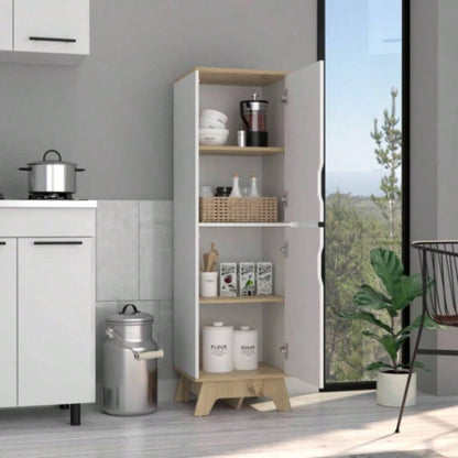 Multistorage cabinet 59 H, two doors, four internal shelves, Light oak/ White
