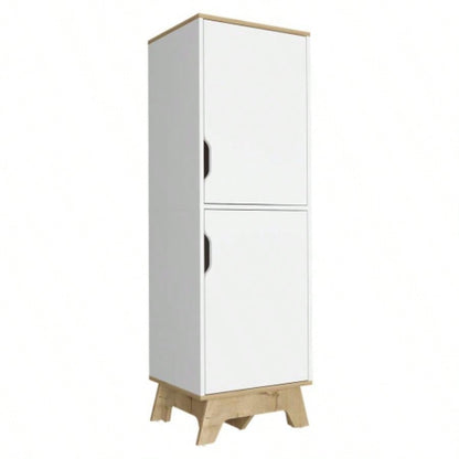 Multistorage cabinet 59 H, two doors, four internal shelves, Light oak/ White