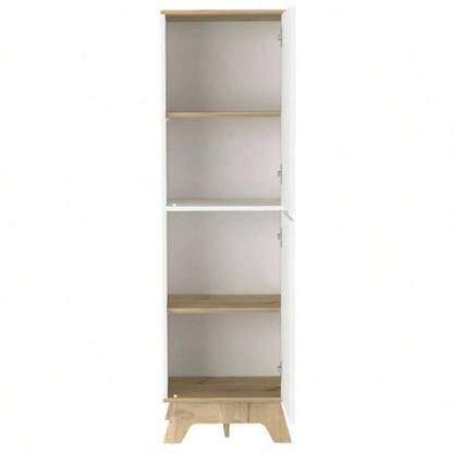 Multistorage cabinet 59 H, two doors, four internal shelves, Light oak/ White