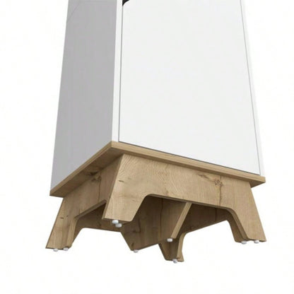 Multistorage cabinet 59 H, two doors, four internal shelves, Light oak/ White