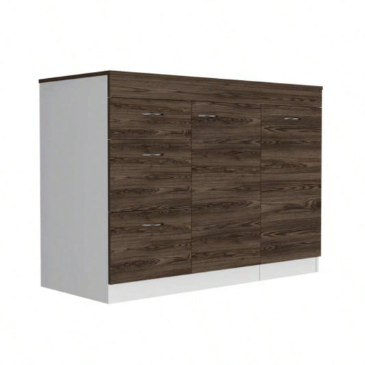 Kitchen Island Metask, Kitchen, White/ Dark Walnut