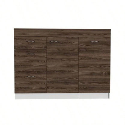 Kitchen Island Metask, Kitchen, White/ Dark Walnut