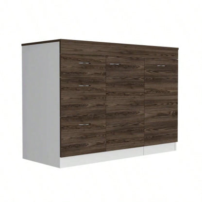 Kitchen Island Metask, Kitchen, White/ Dark Walnut