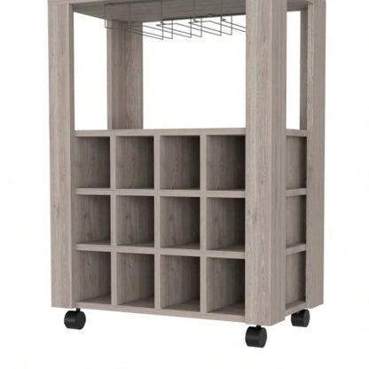 Bar Cart Bayamon, Twelve Wine Cubbies, Four, Light Gray