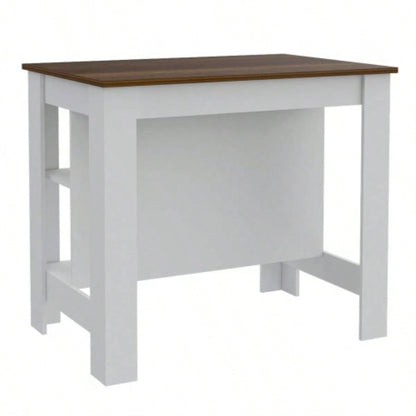 Rockaway 3 - Shelf Kitchen Island White and Walnut