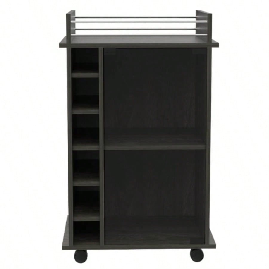 Savannah 6 - Bottle 3 - Shelf Bar Cart Carbon Espresso