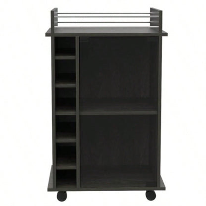 Savannah 6 - Bottle 3 - Shelf Bar Cart Carbon Espresso