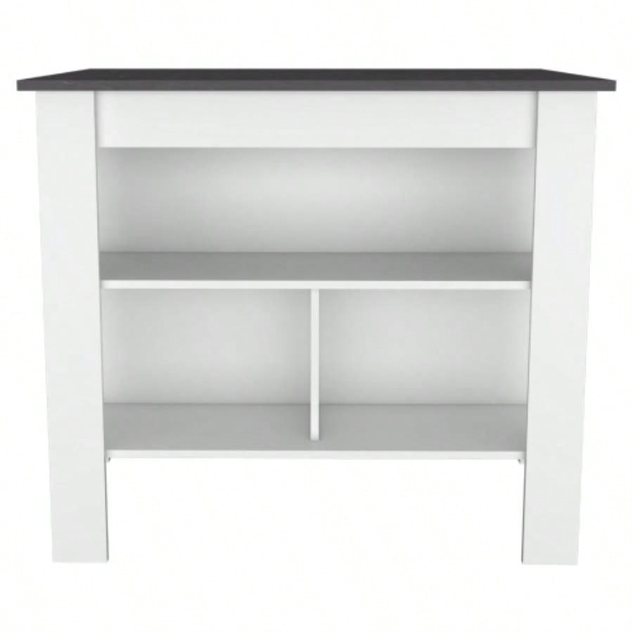 White and Onyx 2 - Piece Kitchen Set, Kitchen Island and Pantry Cabinet