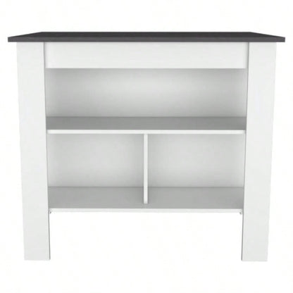 White and Onyx 2 - Piece Kitchen Set, Kitchen Island and Pantry Cabinet