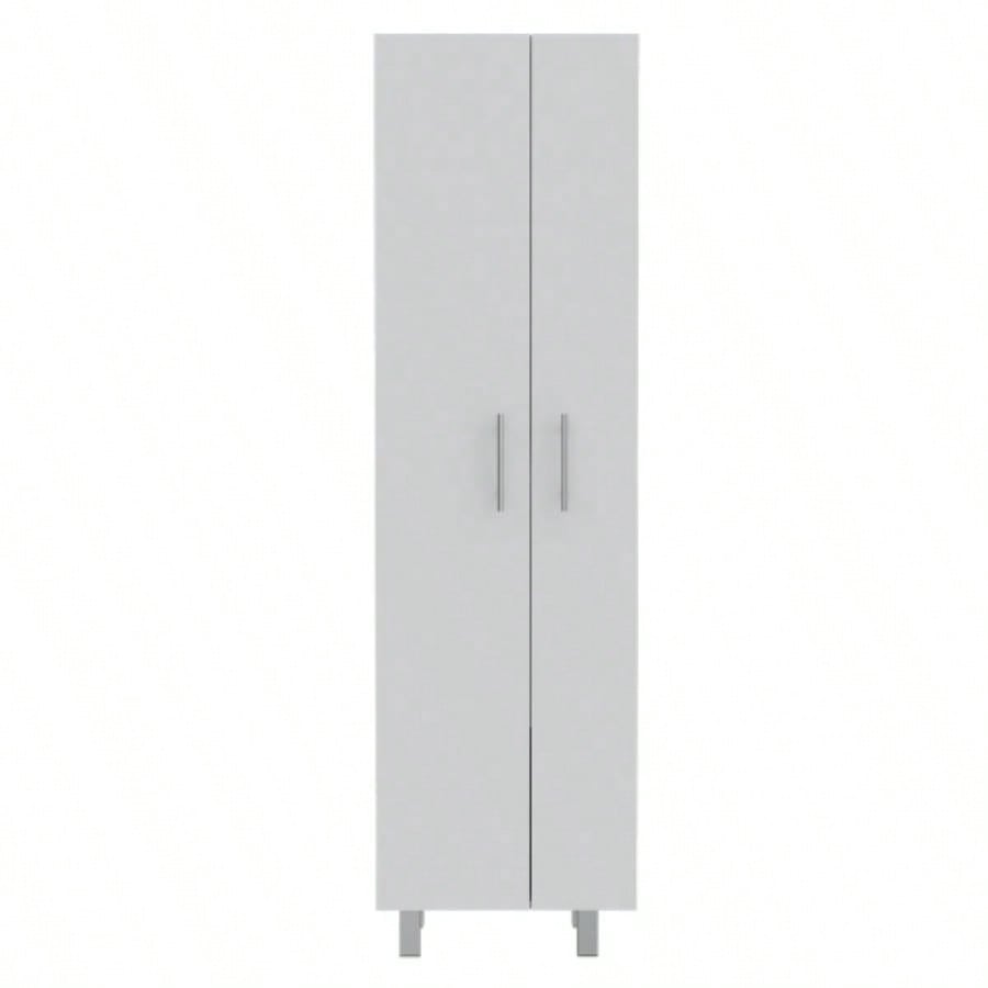White and Onyx 2 - Piece Kitchen Set, Kitchen Island and Pantry Cabinet