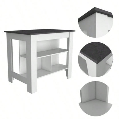 White and Onyx 2 - Piece Kitchen Set, Kitchen Island and Pantry Cabinet