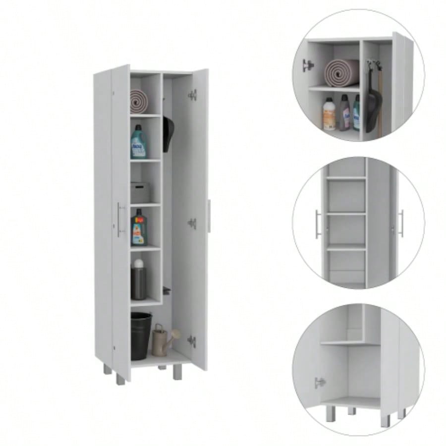 White and Onyx 2 - Piece Kitchen Set, Kitchen Island and Pantry Cabinet