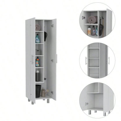 White and Onyx 2 - Piece Kitchen Set, Kitchen Island and Pantry Cabinet